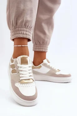 Damskie Niskie Sneakersy Beżowe Regines