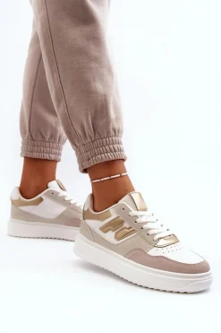 Damskie Niskie Sneakersy Beżowe Regines