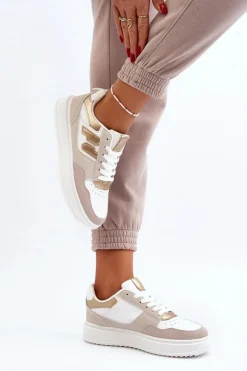 Damskie Niskie Sneakersy Beżowe Regines