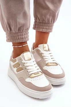Damskie Niskie Sneakersy Beżowe Regines