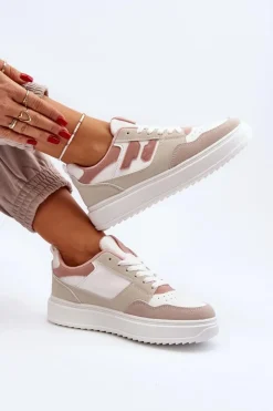 Damskie Niskie Sneakersy Beżowe Regines