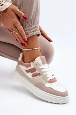 Damskie Niskie Sneakersy Beżowe Regines