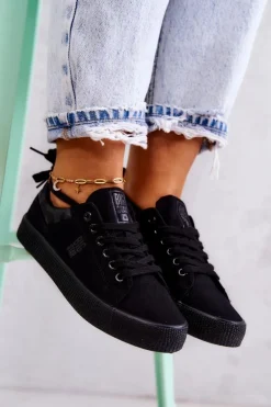 Damskie Niskie Tenisówki Big Star JJ274563 Czarne