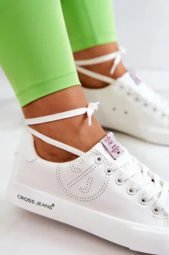 Damskie Niskie Tenisówki Cross Jeans JJ2R4053C Białe