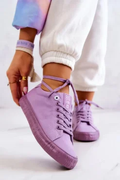 Damskie Niskie Trampki Big Star JJ274416 Fioletowe