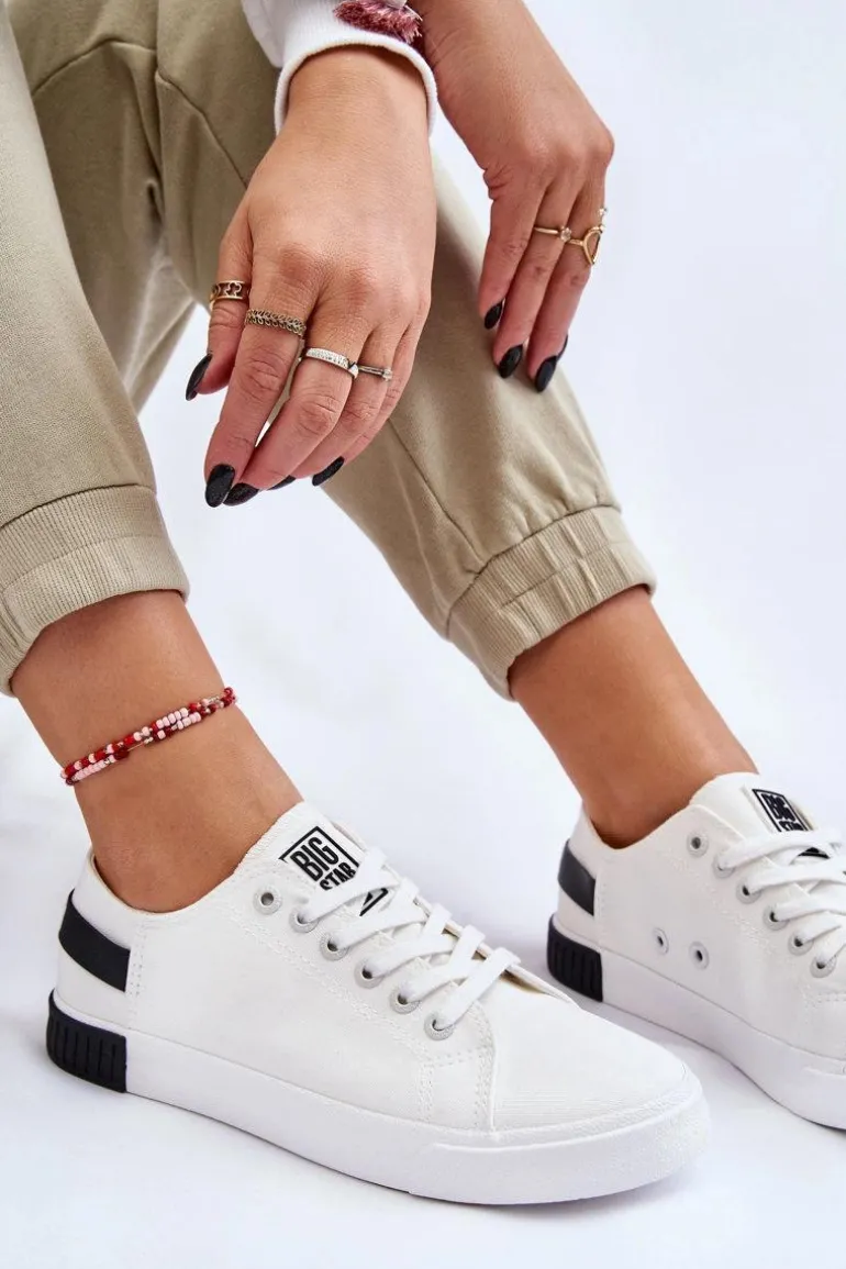 Damskie Niskie Trampki Big Star LL274039 Białe