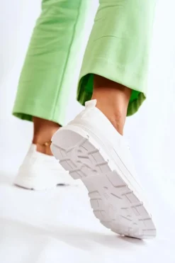 Damskie Niskie Trampki Materiałowe Białe Gueso