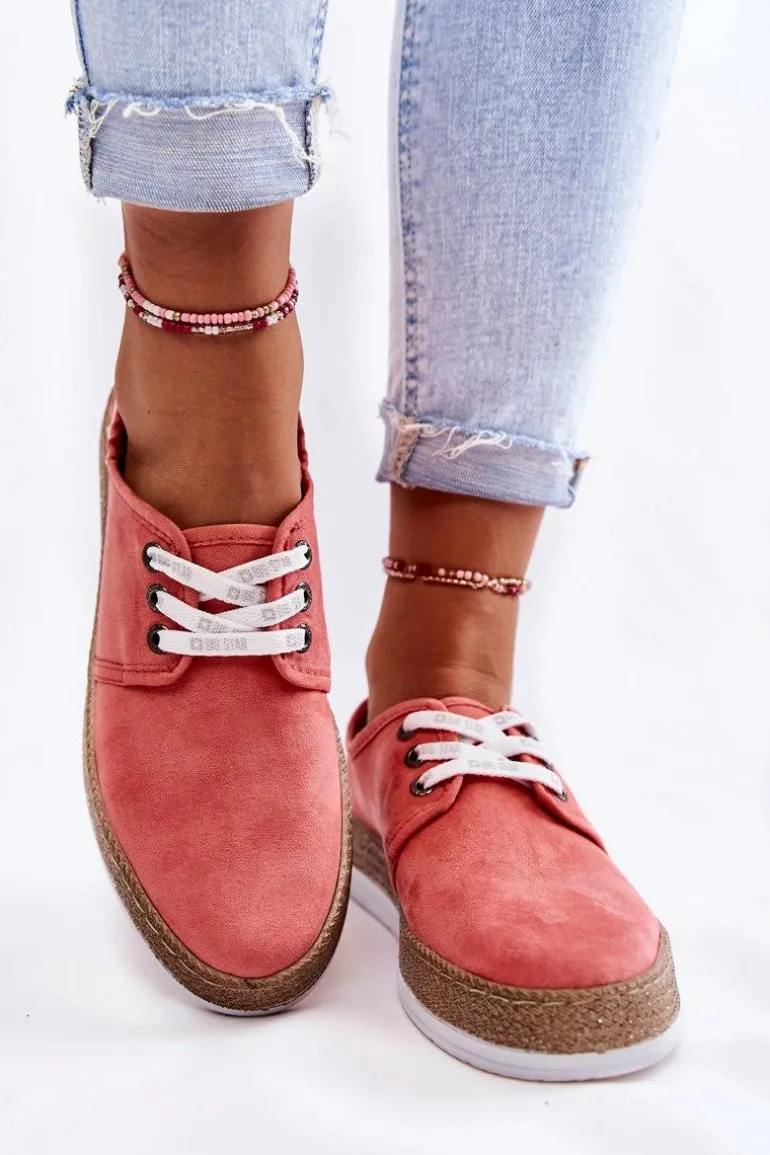 Damskie Niskie Trampki Memory Foam System Big Star KK276006 Koralowe