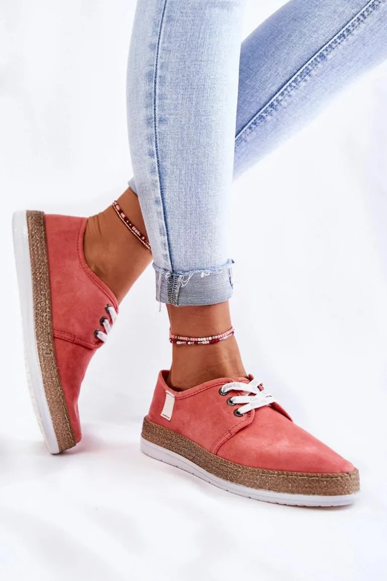 Damskie Niskie Trampki Memory Foam System Big Star KK276006 Koralowe