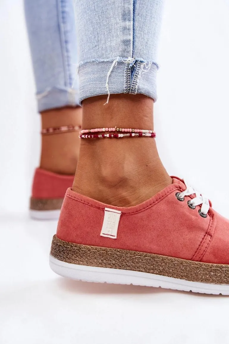 Damskie Niskie Trampki Memory Foam System Big Star KK276006 Koralowe