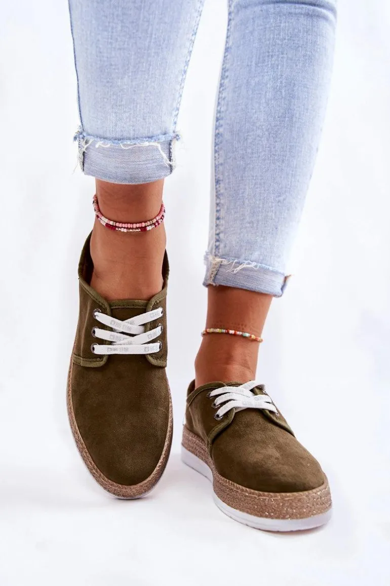 Damskie Niskie Trampki Memory Foam System Big Star KK276007 Khaki