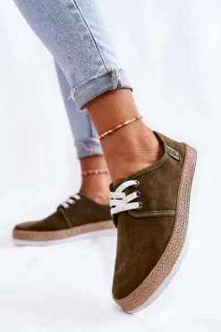 Damskie Niskie Trampki Memory Foam System Big Star KK276007 Khaki