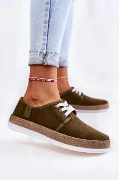 Damskie Niskie Trampki Memory Foam System Big Star KK276007 Khaki