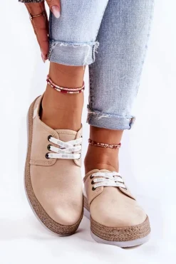 Damskie Niskie Trampki Memory Foam System Big Star KK276005 Beżowe