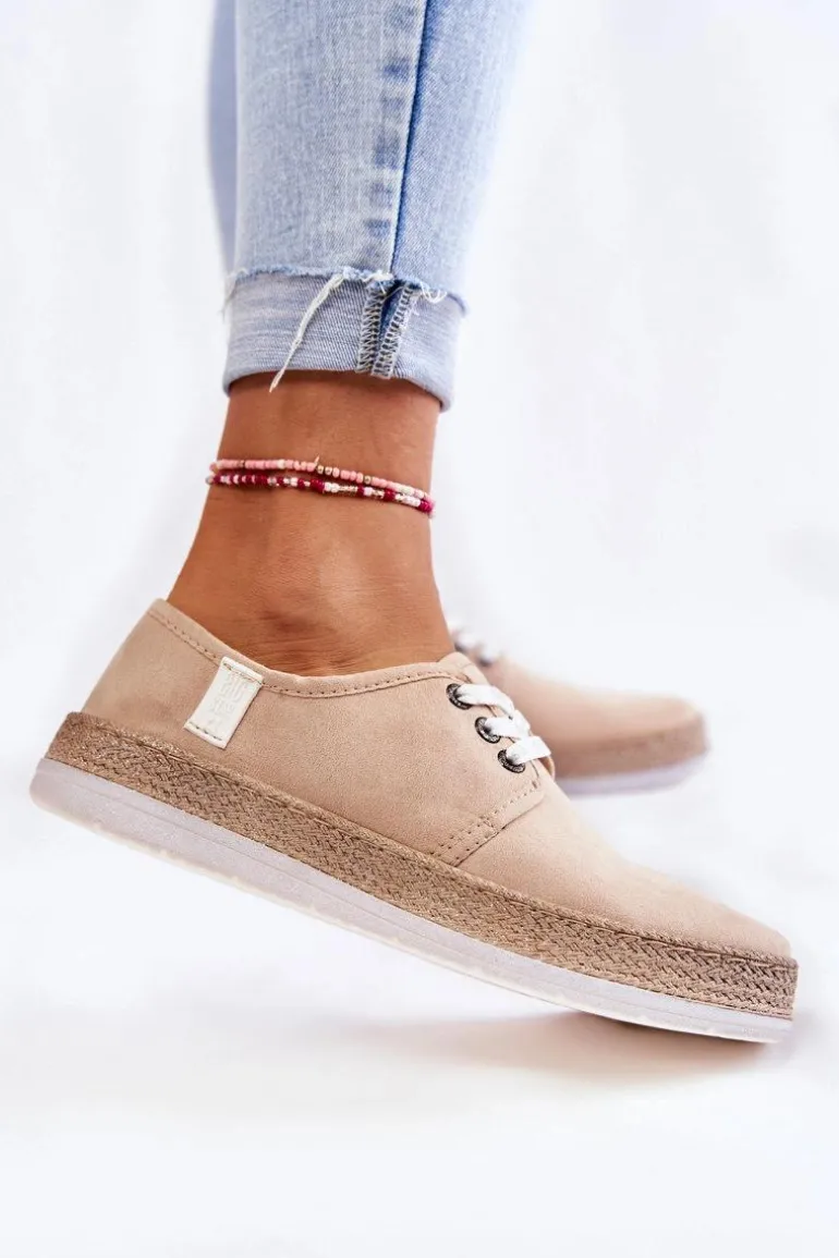 Damskie Niskie Trampki Memory Foam System Big Star KK276005 Beżowe