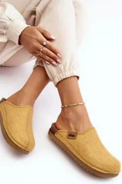 Damskie Obuwie Domowe Kapcie Inblu DJ000010 Żółte