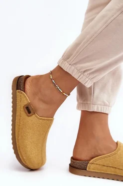 Damskie Obuwie Domowe Kapcie Inblu DJ000010 Żółte