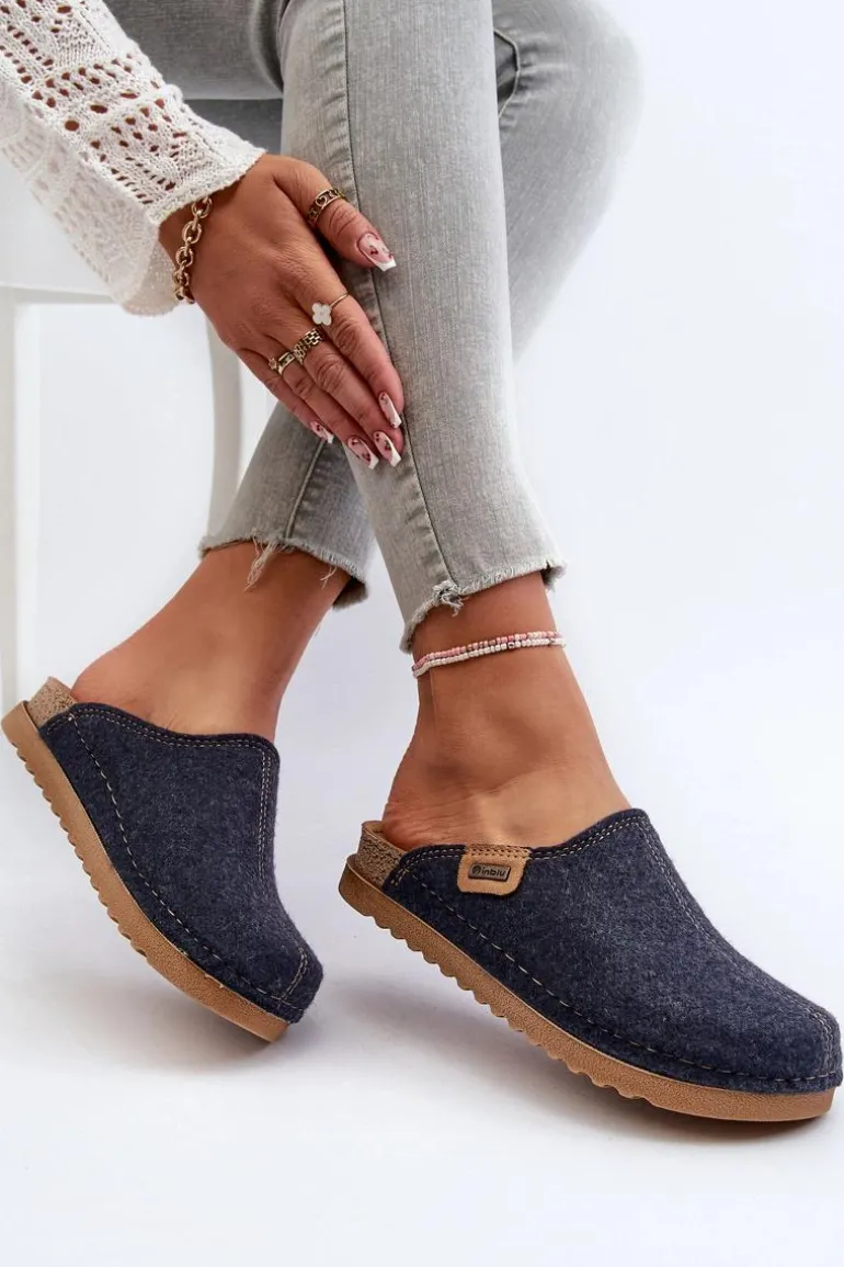 Damskie Obuwie Domowe Kapcie Inblu DJ000010 Granatowe