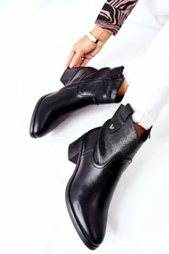 Damskie Ocieplane Botki Czarne Palile