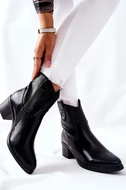 Damskie Ocieplane Botki Czarne Palile