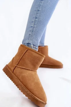 Damskie Ocieplane Botki Śniegowce Jasnobrązowe Virgina