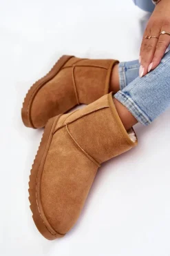 Damskie Ocieplane Botki Śniegowce Jasnobrązowe Virgina