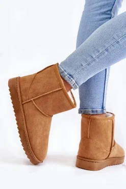 Damskie Ocieplane Botki Śniegowce Jasnobrązowe Virgina