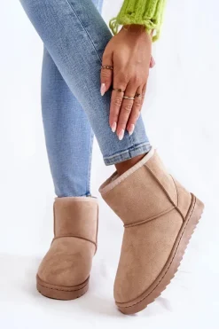 Damskie Ocieplane Botki Śniegowce Jasnobeżowe Virgina