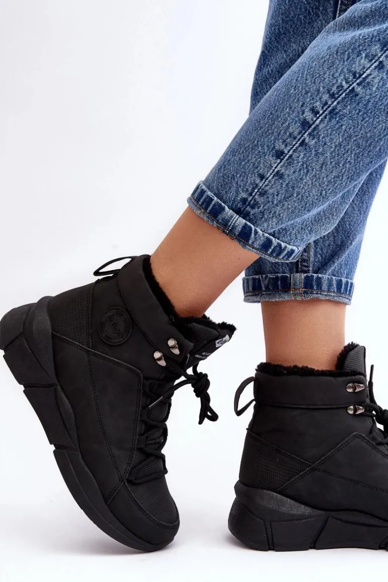 Damskie Ocieplane Botki Na Platformie Lee Cooper LCJ-23-44-1979L Czarne