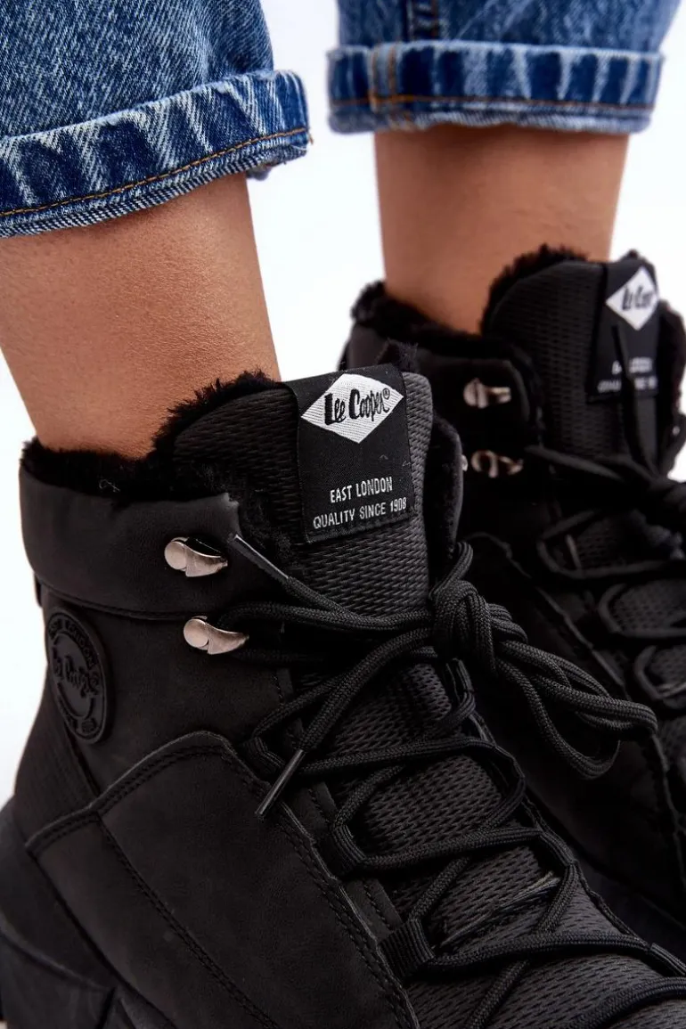 Damskie Ocieplane Botki Na Platformie Lee Cooper LCJ-23-44-1979L Czarne