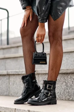 Damskie Ocieplane Botki Na Płaskim Obcasie Z Suwakiem Czarne Joshie