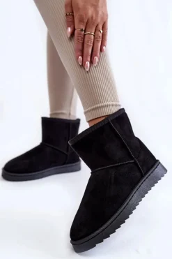 Damskie Ocieplane Botki Śniegowce Czarne Virgina