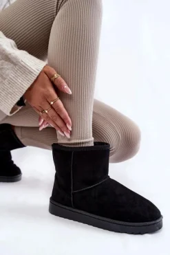 Damskie Ocieplane Botki Śniegowce Czarne Virgina