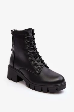 Damskie Ocieplane Botki Workery Na Suwak Czarne Evrarda