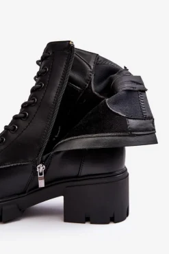 Damskie Ocieplane Botki Workery Na Suwak Czarne Evrarda