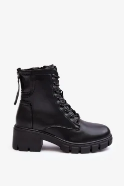 Damskie Ocieplane Botki Workery Na Suwak Czarne Evrarda