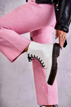 Damskie Ocieplane Botki Wężowe Białe Salma