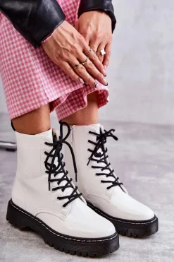 Damskie Ocieplane Botki Wężowe Białe Salma