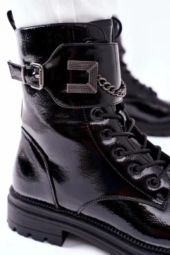 Damskie Ocieplane Botki Workery Czarne Vanquish