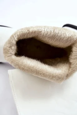 Damskie Ocieplane Botki Wsuwane Białe Calan