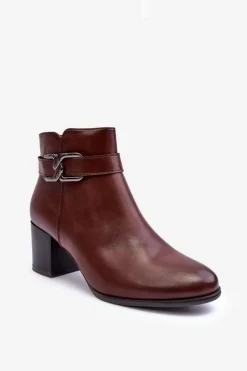 Damskie Ocieplane Botki Z Ozdobą Brązowe Astrid