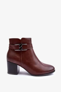 Damskie Ocieplane Botki Z Ozdobą Brązowe Astrid