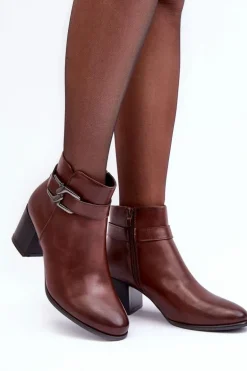 Damskie Ocieplane Botki Z Ozdobą Brązowe Astrid