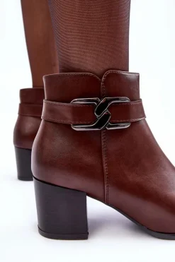 Damskie Ocieplane Botki Z Ozdobą Brązowe Astrid