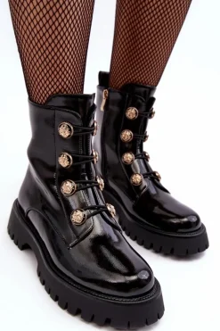 Damskie Ocieplane Botki Z Ozdobnymi Guzikami D&A MR870-51 Czarne