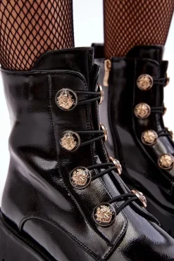 Damskie Ocieplane Botki Z Ozdobnymi Guzikami D&A MR870-51 Czarne