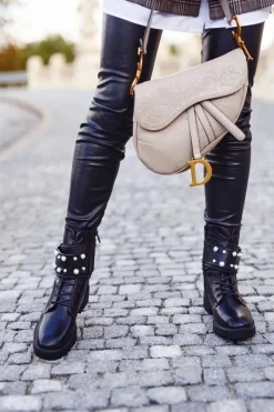 Damskie Ocieplane Botki z Perełkami Czarne Mishigan