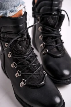 Damskie Ocieplane Botki z Cyrkoniami Czarne Gisele