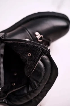 Damskie Ocieplane Botki z Cyrkoniami Czarne Gisele