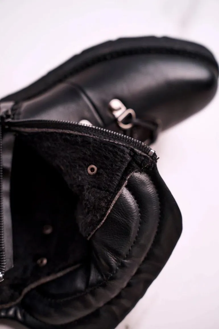 Damskie Ocieplane Botki z Cyrkoniami Czarne Gisele